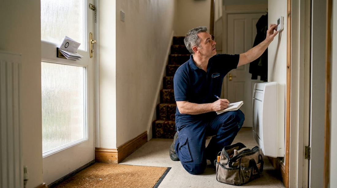 HVAC engineer servicing system in UK home