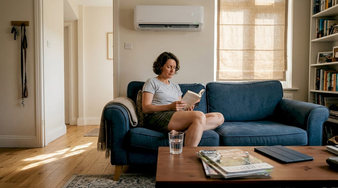 UK homeowner relaxing with air conditioning