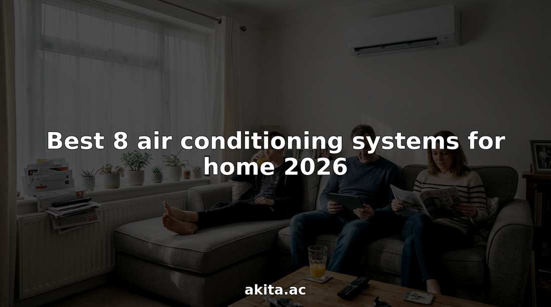 Family relaxing in air conditioned living room