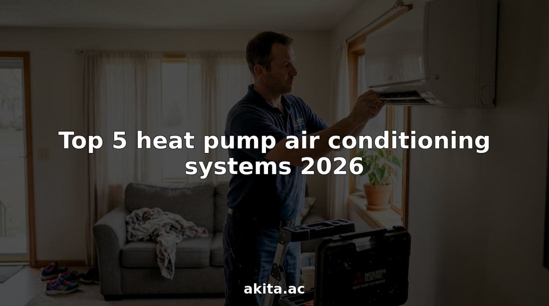 Technician installs heat pump in suburban living room
