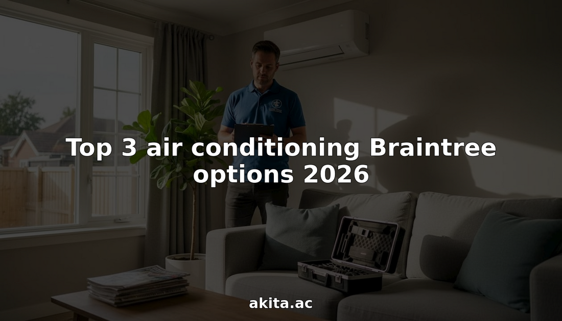 Technician inspecting air conditioner in Braintree home