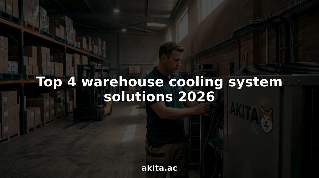 Technician inspecting warehouse cooling system