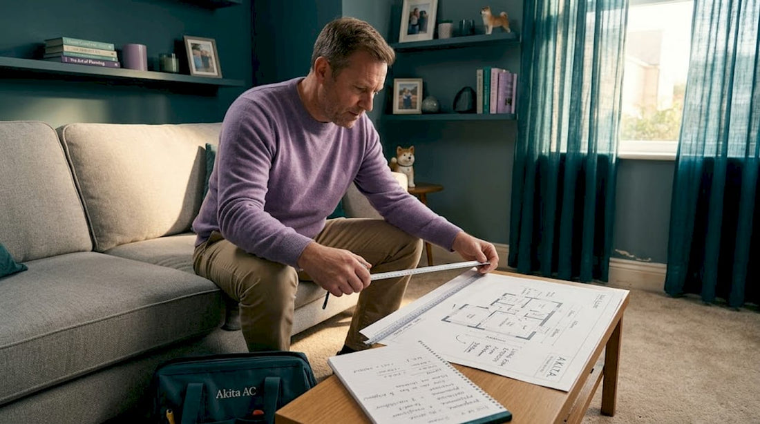 Homeowner reviewing air conditioning installation plans