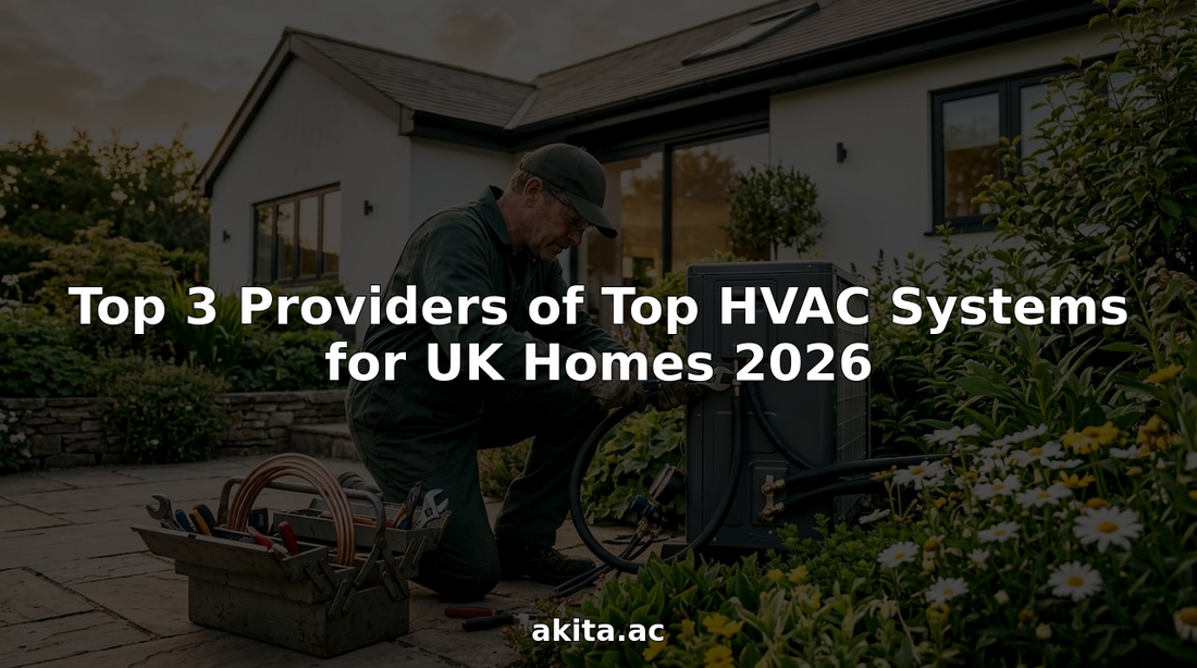 HVAC technician installing heat pump outside UK home