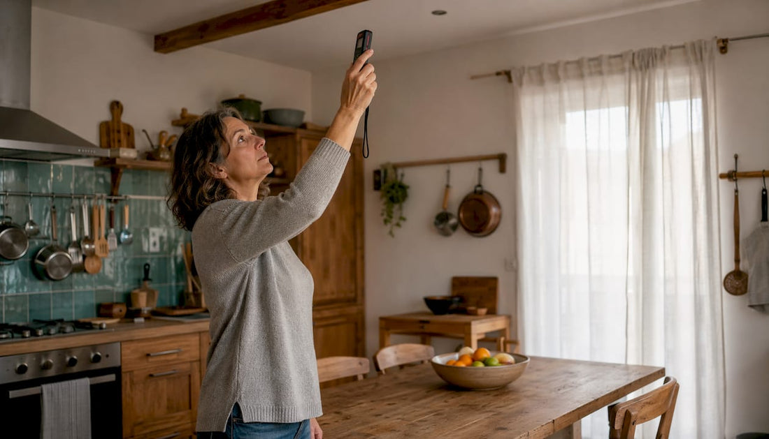 Woman measuring room for air conditioning size