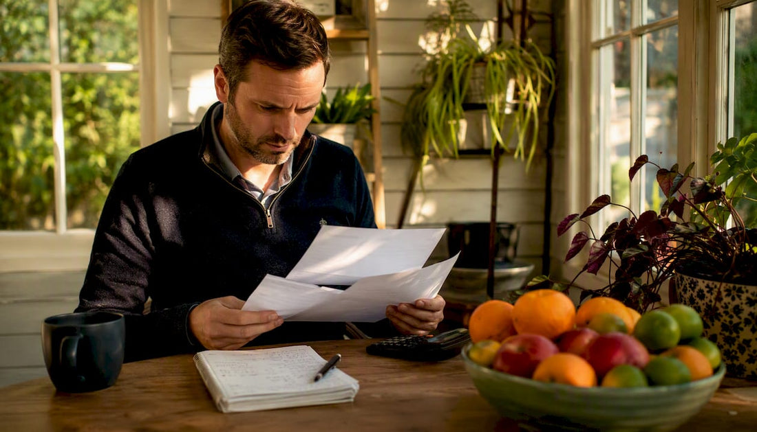 UK homeowner reviewing AC upgrade quotes at table