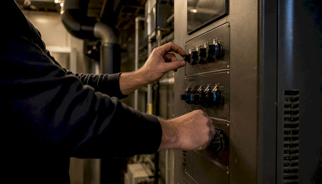 Hands calibrating commercial BMS controls