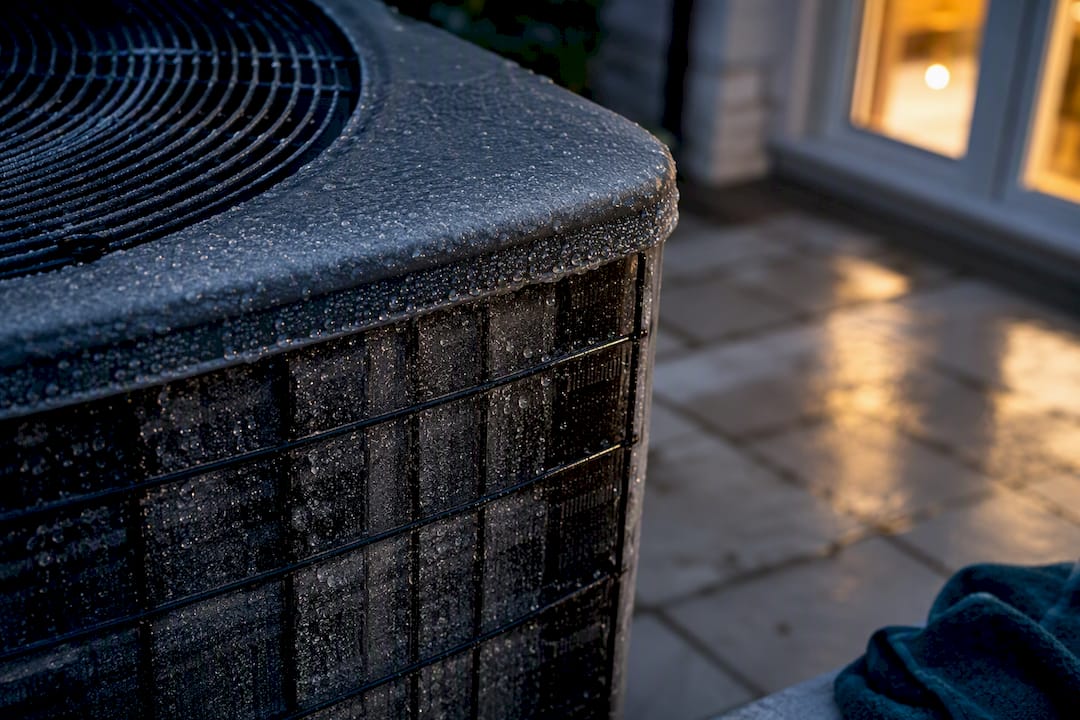 Frost melting on a heat pump outdoor coil