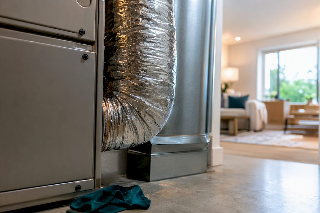 Partial home HVAC equipment in utility room