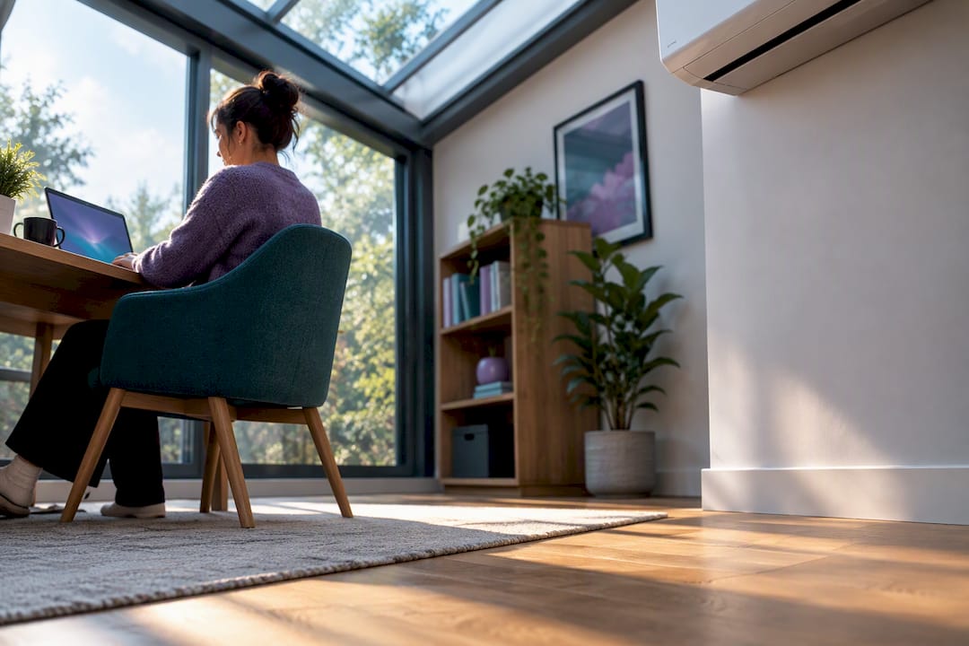 Garden office prepared for split-system heating