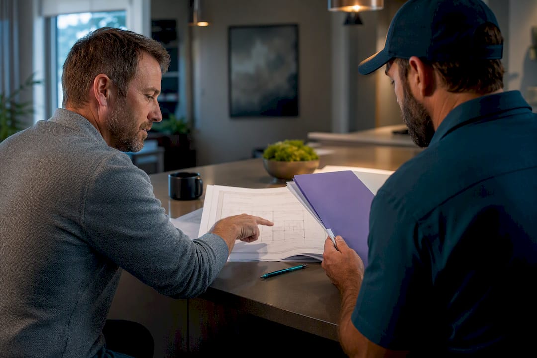 Homeowner reviewing an air conditioning permit