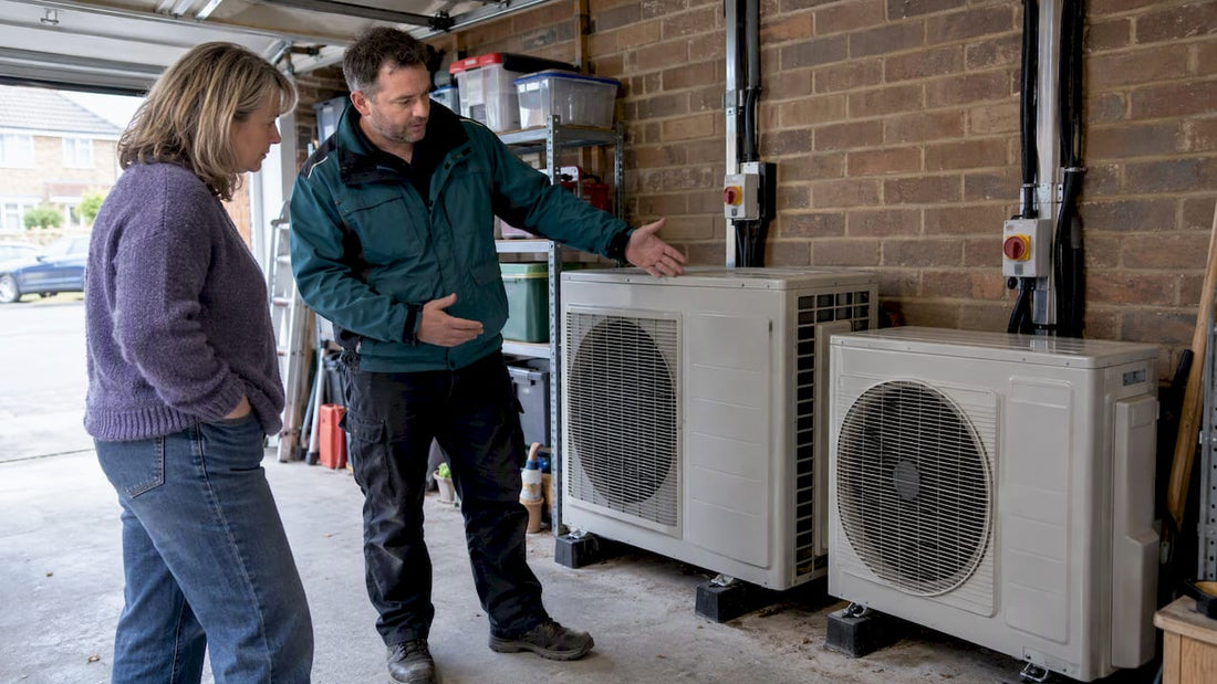 Homeowner comparing two air conditioning systems