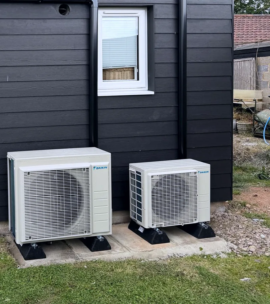 Two Daikin outdoor units we installed side by side for a multi-room system