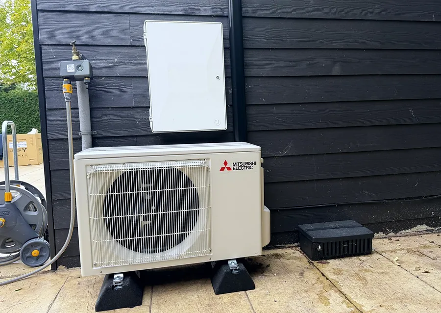 An outdoor heat pump unit we installed