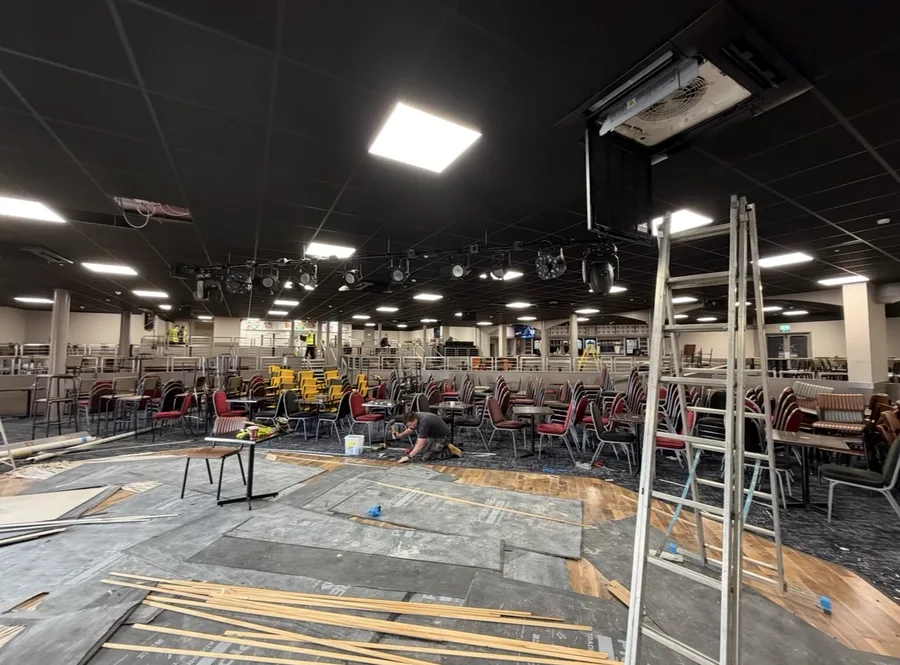 A ceiling cassette air conditioning unit we installed in a large function venue